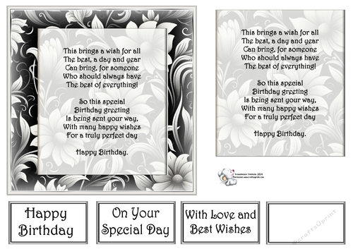  Grey & White Floral Mats  With Birthday verse 2