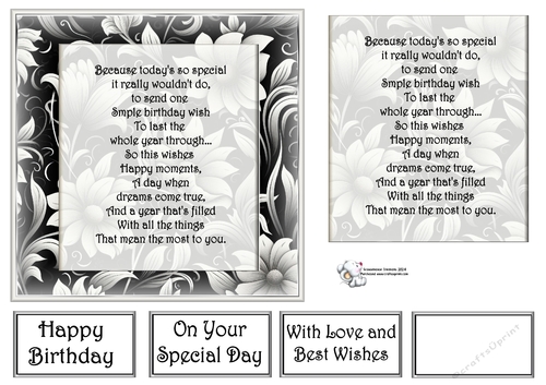  Grey & White Floral Mats  With Birthday verse 3
