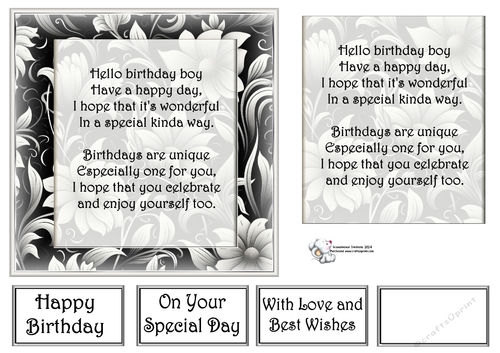  Grey & White Floral Mats  With Birthday verse 4