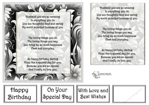  Grey & White Floral Mats  With Birthday verse 5