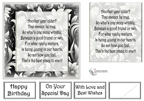  Grey & White Floral Mats  With Birthday verse 6