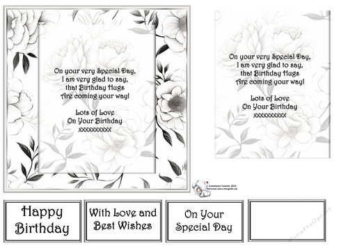  Grey & White Floral Mats 2  Birthday Verse 1