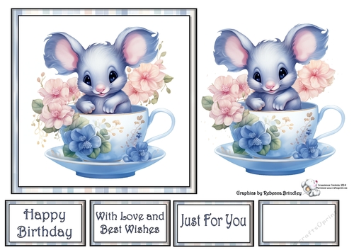 Teacup Mouse in Blue (Mix 1) 1