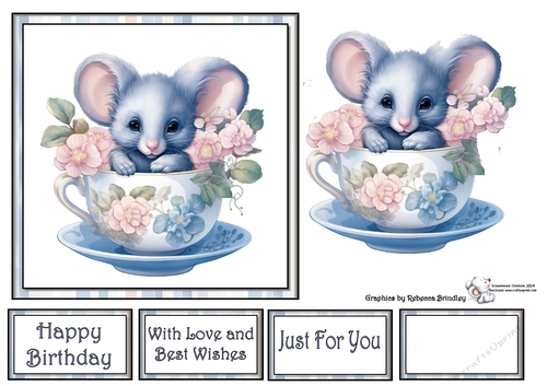 Teacup Mouse in Blue (Mix 1) 2
