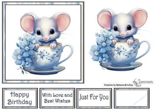 Teacup Mouse in Blue (Mix 1) 3