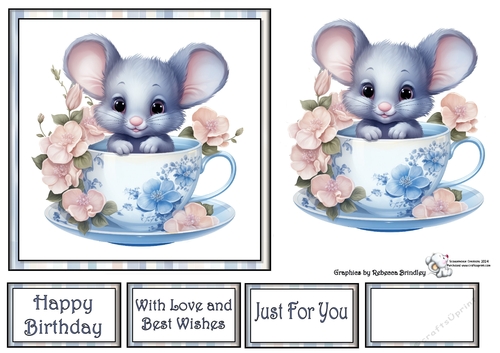 Teacup Mouse in Blue (Mix 1) 5