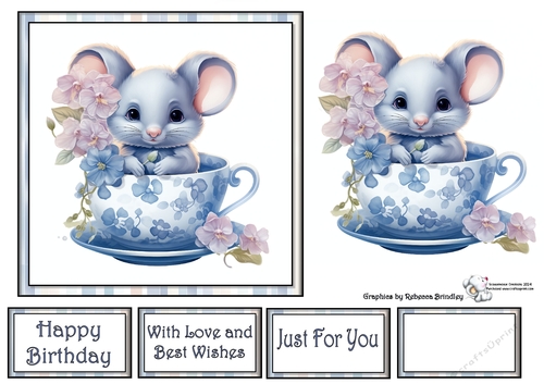Teacup Mouse in Blue (Mix 1) 6
