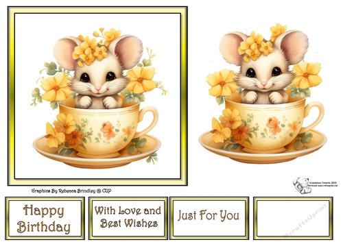 Teacup Mouse in Yellow (Mix 1) 4
