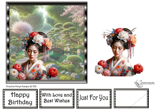 Japanese Geisha in Garden 1