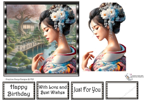 Japanese Geisha in Garden 3