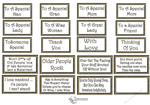 Additional Sentiments & Sayings for Wise Woman Sheets