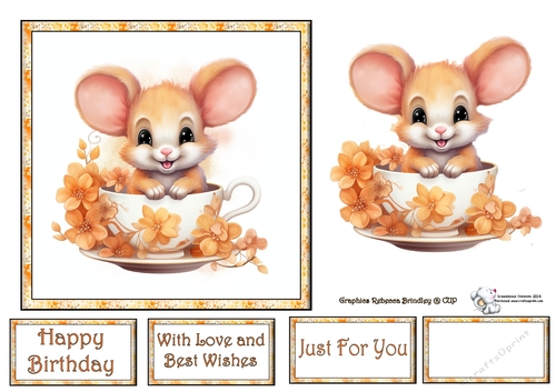 Teacup Mouse in Peach (Mix 1) 1