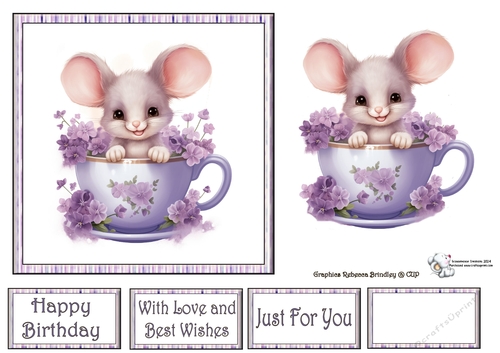 Teacup Mouse in Purple (Mix 1) 4