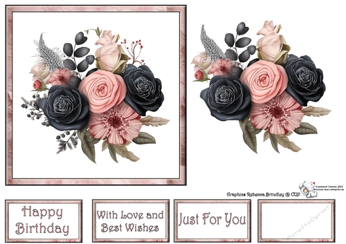 Essential Florals in Black and Blush (Mix 1) 1