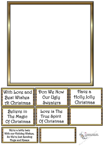 Gold Frame Christmas Blank insert and Sentiments