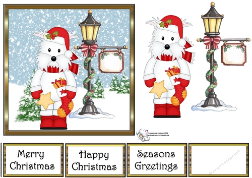 Westie with Xmas Stocking and Star 1