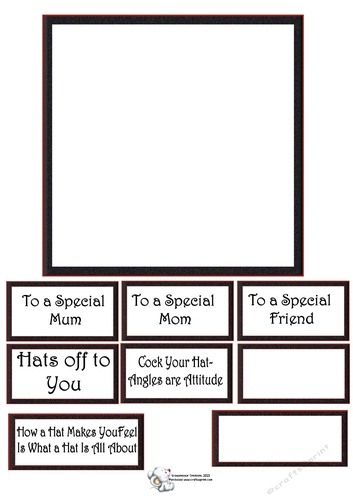 Blank Insert & Sentiments For Beautiful Hats Sheets (Black)