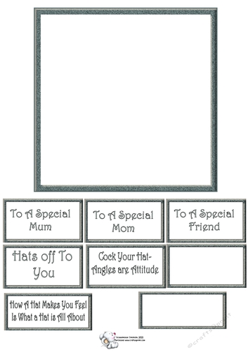Blank Insert & Sentiments For Beautiful Hats Sheets (Green)