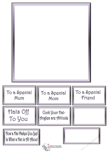 Blank Insert & Sentiments For Beautiful Hats Sheets (Lilac)
