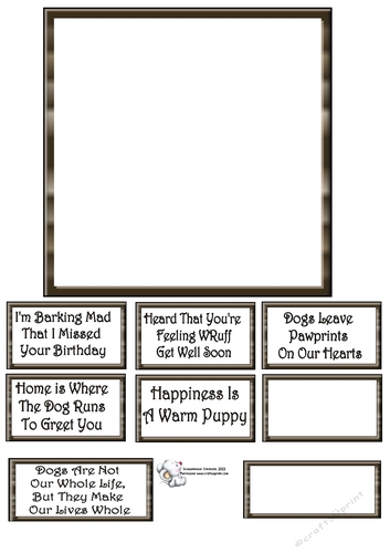 Blank Insert and Sentiments for Dog Sheets (Brown)
