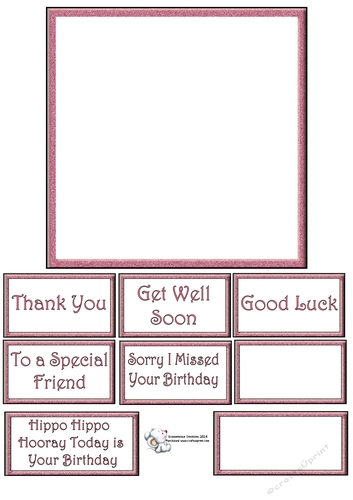 Blank Insert and Additional Sentiments (Pink) for Cute Hippo Sheets