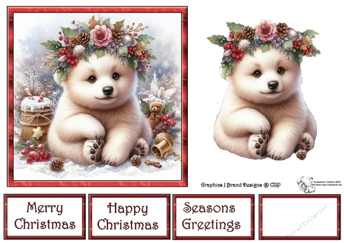 Watercolor Christmas Bears 1