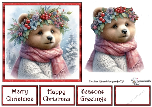 Watercolor Christmas Bears 3
