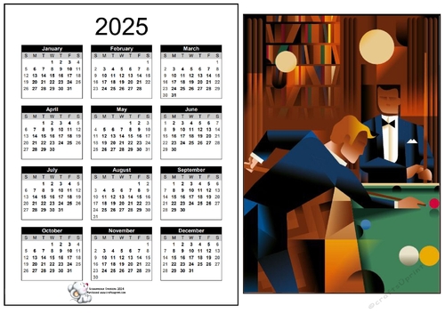 2025 CALENDAR Art Deco Snooker