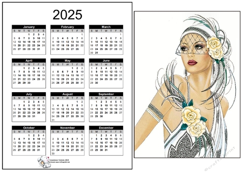 2025 CALENDAR Art Deco Yellow Roses