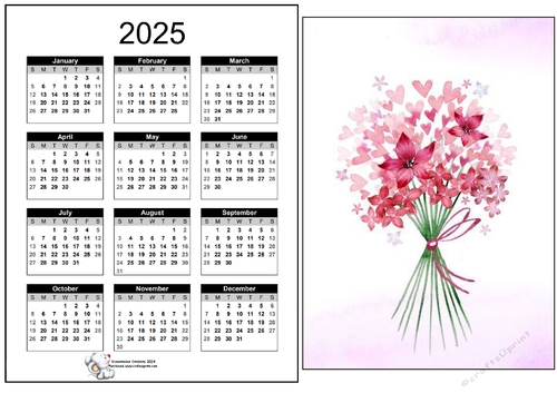 2025 CALENDAR Bunch of Pink Flowers
