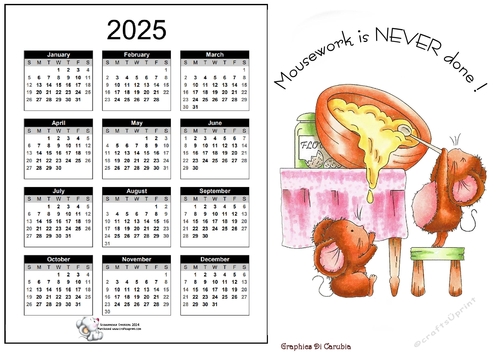 2025 CALENDAR Mousework is Never Done