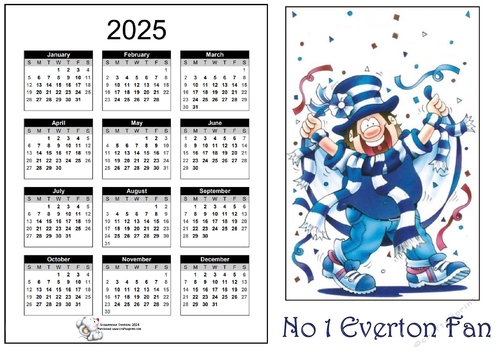 2025 CALENDAR No 1 Everton Fan 2