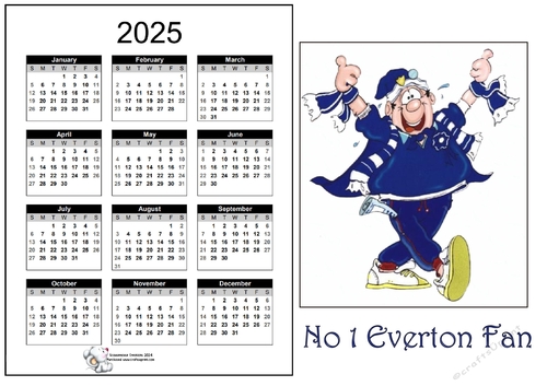 2025 CALENDAR No 1 Everton Fan  