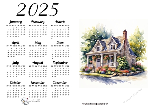 2025 CALENDAR STYLE 2  COTTAGE 6