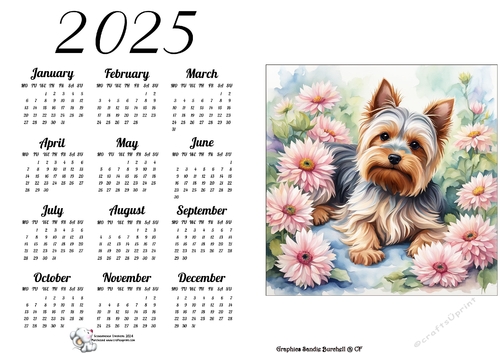 2025 CALENDAR STYLE 2  WATERCOLOUR PUPS 1