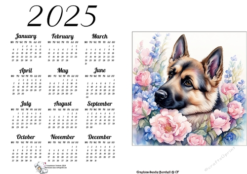2025 CALENDAR STYLE 2  WATERCOLOUR PUPS 4