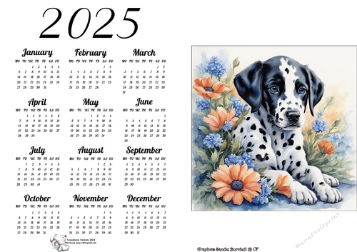 2025 CALENDAR STYLE 2  WATERCOLOUR PUPS 5