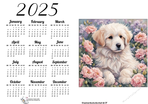 2025 CALENDAR STYLE 2  WATERCOLOUR PUPS 6