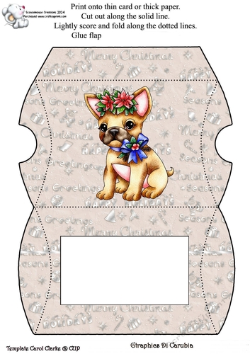 Silver Christmas Pillow Box  Christmas Pug