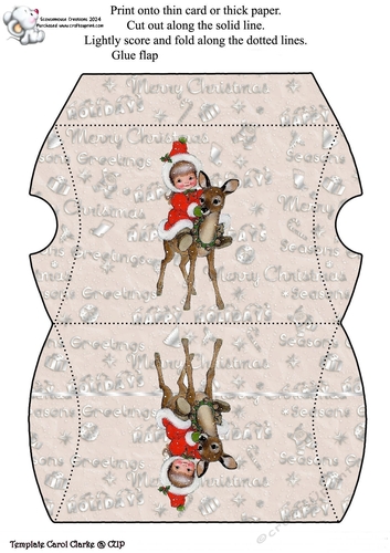 Silver Christmas Pillow Box Reindeer Girl
