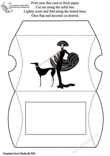 Ink Saver Pillow Box Art Deco Lady and Her Dog