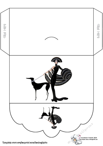 Ink Saver Money Wallet Art Deco Lady and her Dog