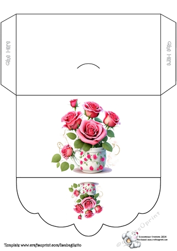 Ink Saver Money Wallet Roses in a Mug