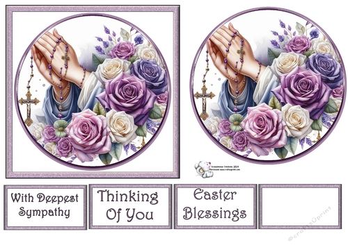 Praying Hands with Purple and White Roses 3