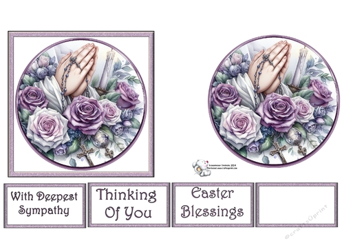 Praying Hands with Purple and White Roses 4