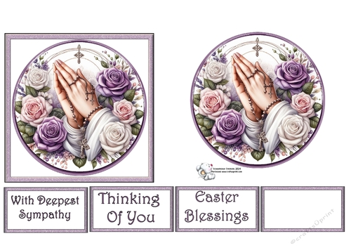 Praying Hands with Purple and White Roses 5