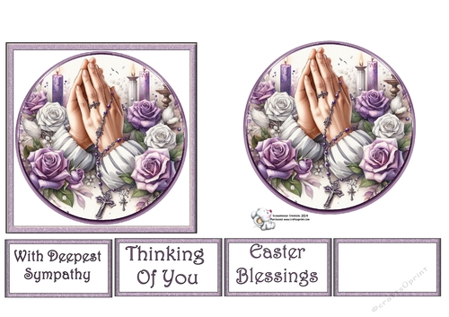 Praying Hands with Purple and White Roses 6