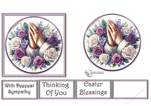 Praying Hands with Purple and White Roses 7