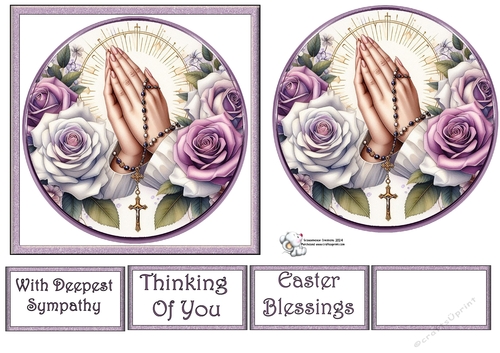Praying Hands with Purple and White Roses 8