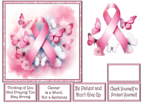 Breast Cancer (Pink) Ribbon & Flowers